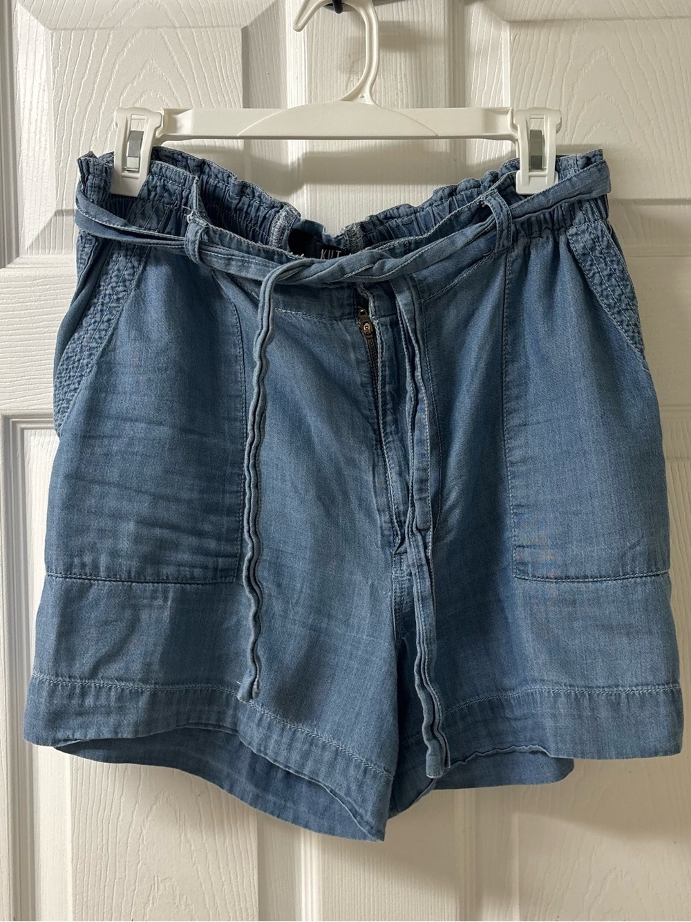 KUT FROM THE KLOTH Teresa Chambray Denim Paperbag Utility Shorts Blue Size 8